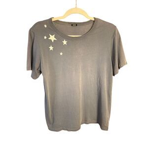 Monrow by Anthropologie Gray Star Print Casual Cotton Tee Shirt Sz M